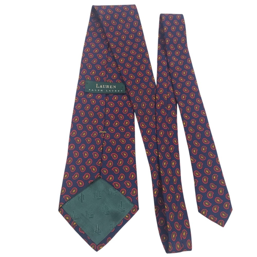 Lauren Ralph Lauren Mens‎ Tie Necktie Designer Luxury Blue Red Paisley Italian